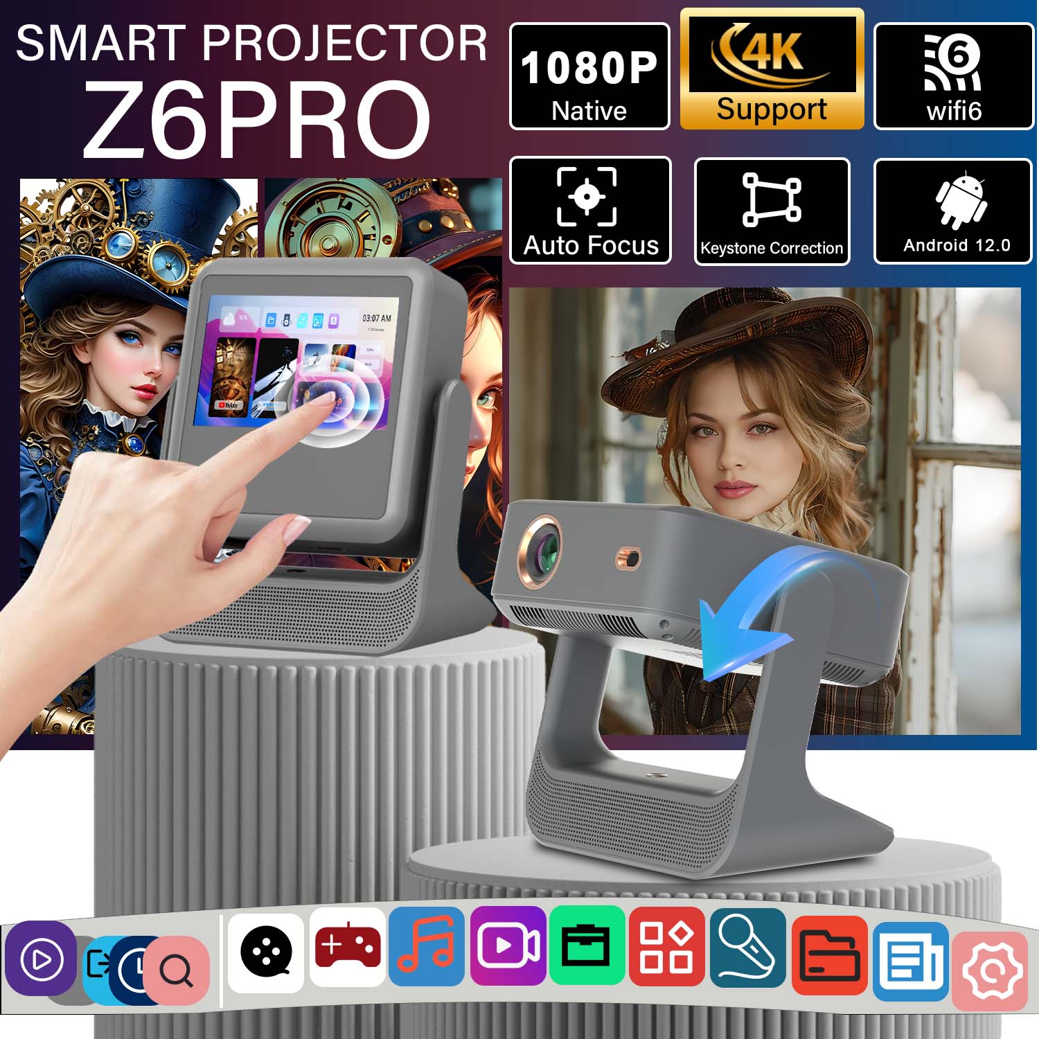 Home Gym Video - Projecteur Sportif Portable avec Correction Automatique
